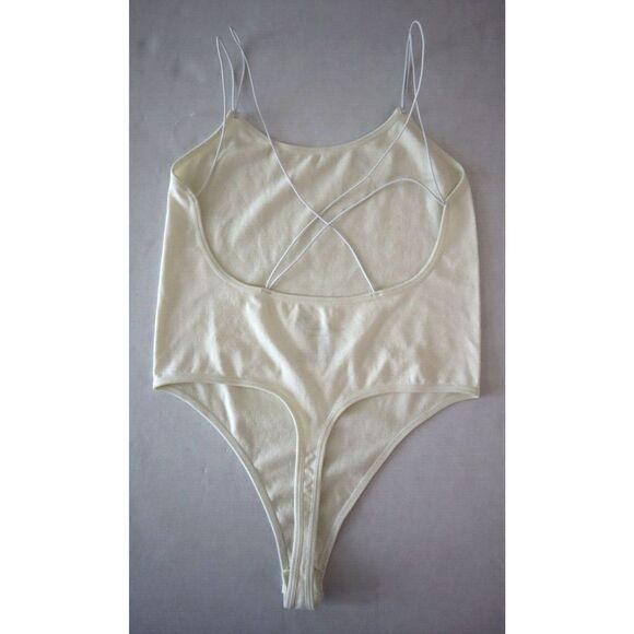 Intimately x Free People Women's Sz XS White Nylon Blend Thong Bodysuit $68 - Picture 2 of 4